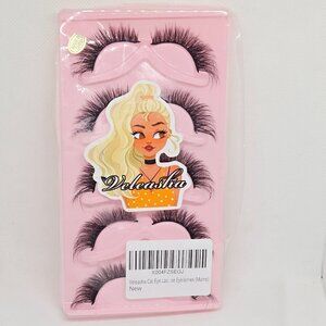NEW VELEASHA CAT EYE FAUX MINK EYELASHES 5 PAIRS REUSABLE (MAINE) CAT EYE 07